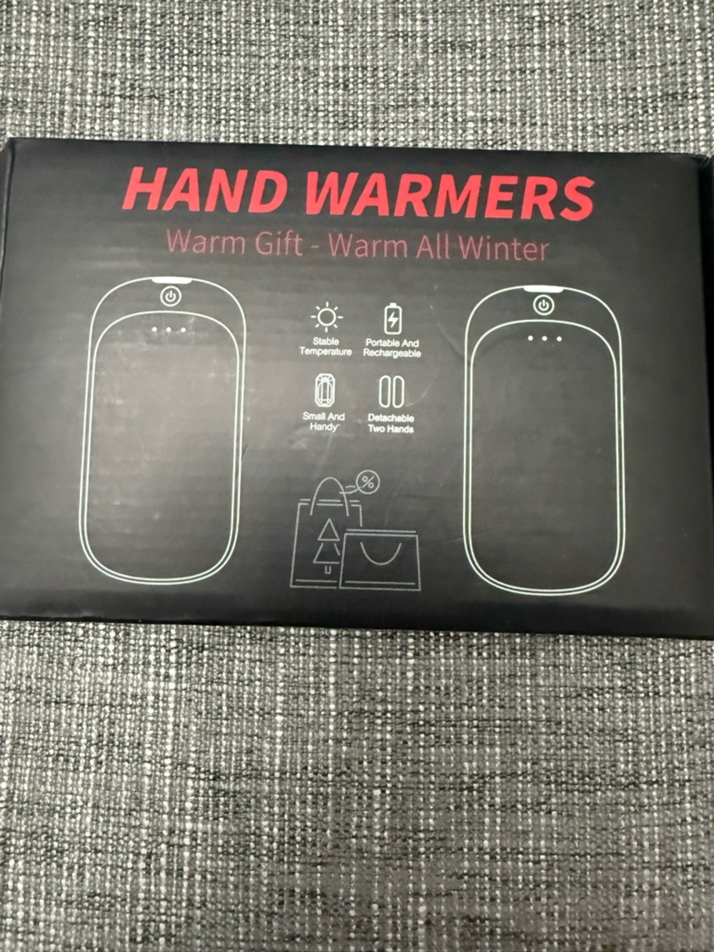 Rechargeable Hand Warmers - Black & Red Packaging